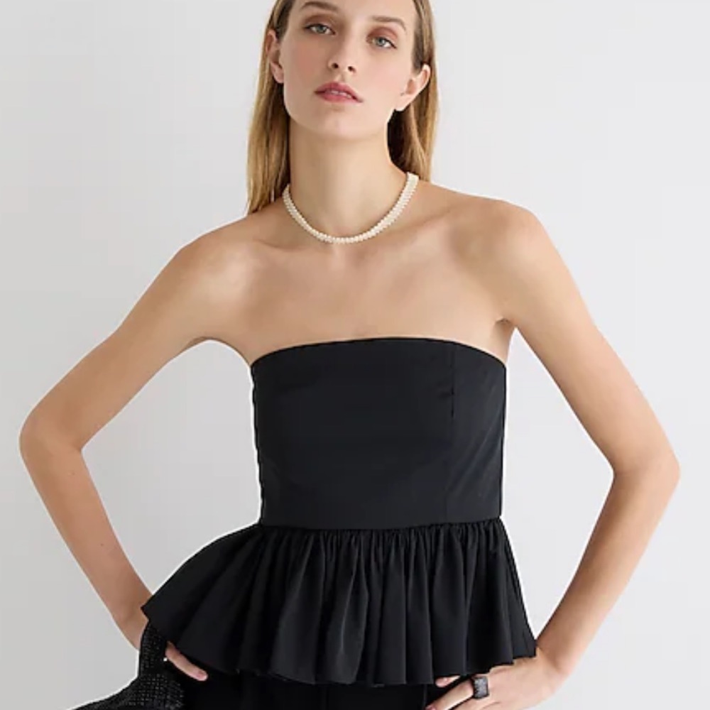 JCREW STRAPLESS TAFFETA PEPLUM TOP SZ 6 NWT